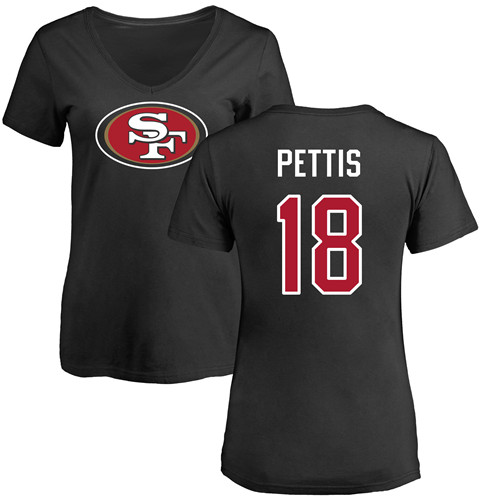 San Francisco 49ers Black Women Dante Pettis Name and Number Logo #18 NFL T Shirt